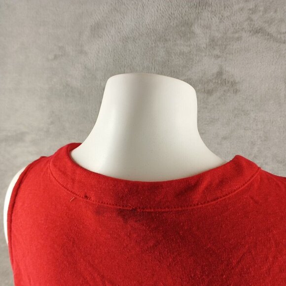 NWT INC Linen Blend Sleeveless Petite LARGE Top Henley lace Up Red Knit - Picture 8 of 11